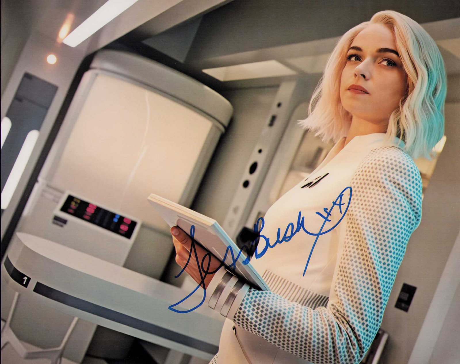 Jess Bush Star Trek Strange New Worlds signed photograph: From the latest Trek series signed as the good doctor on board Certificate of AuthenticityEVERY item in this auction comes with at minimum one fully illustrated and serial numbered searchable online