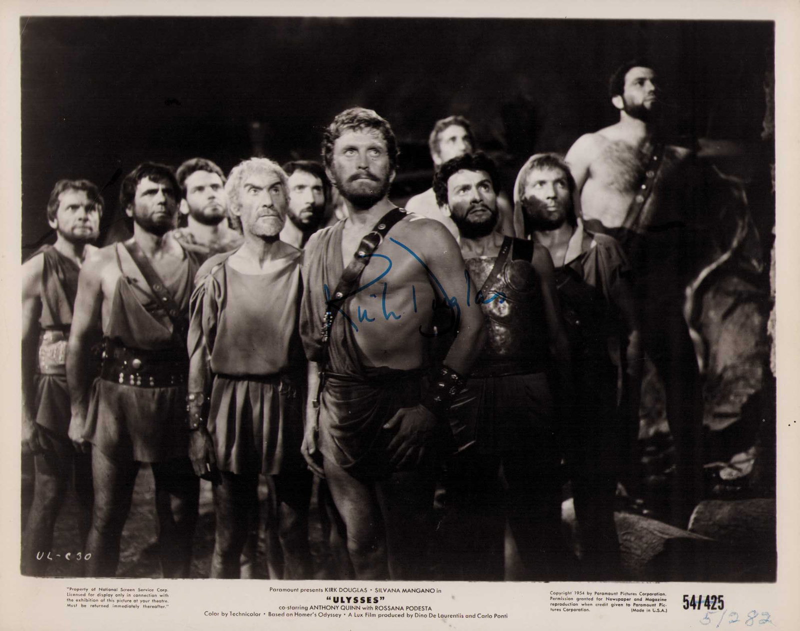 Kirk Douglas vintage signed photograph: A rare ORIGINAL Odyssey still signed by a young Kirk Douglas Certificate of AuthenticityEVERY item in this auction comes with at minimum one fully illustrated and serial numbered searchable online COA