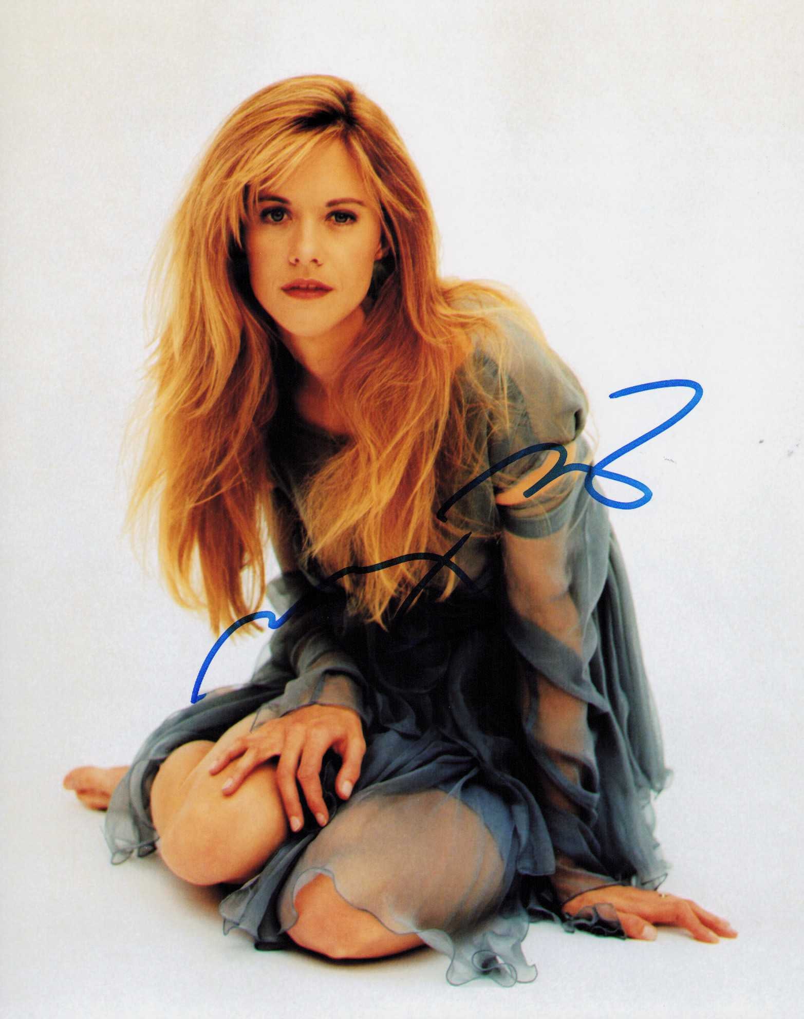 Meg Ryan signed photograph: A signed 8x10 young of the rare signing actress Certificate of AuthenticityEVERY item in this auction comes with at minimum one fully illustrated and serial numbered searchable online COA signed by