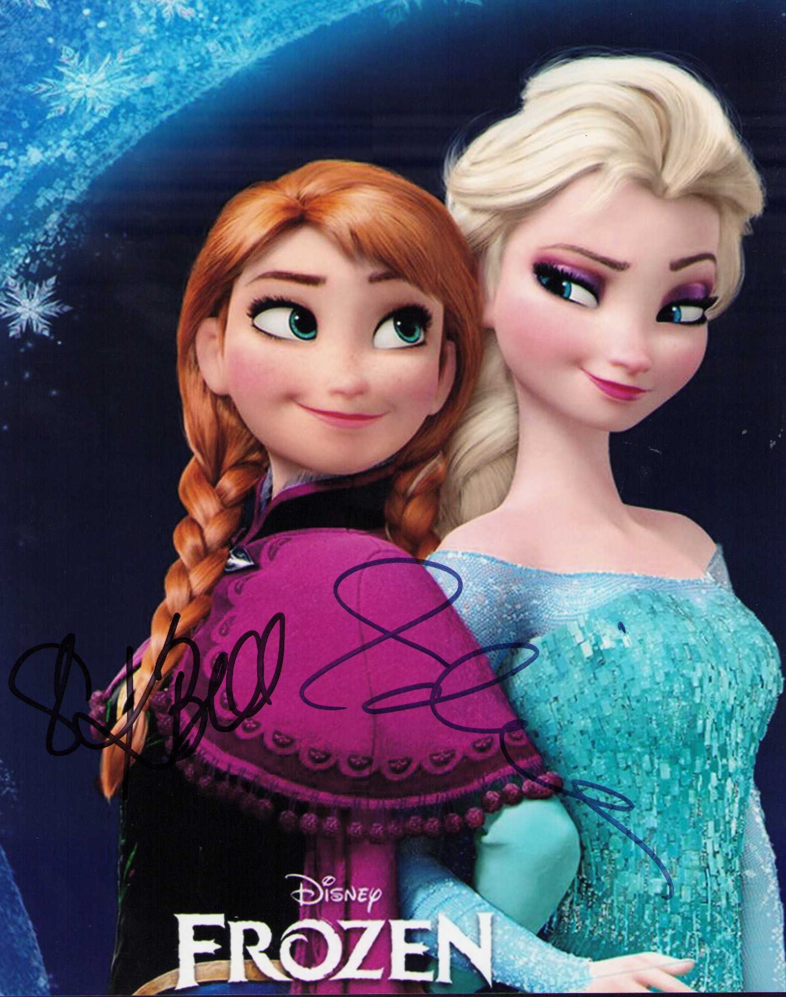 Frozen cast signed photograph: Frozen cast signed by Idina Menzel and Kristen Bell both Certificate of AuthenticityEVERY item in this auction comes with at minimum one fully illustrated and serial numbered searchable online COA