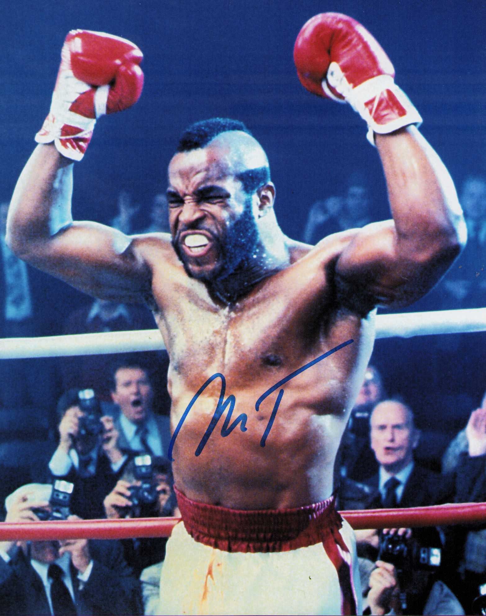 Mr T signed photograph: A MR T signed 8x10 uncommon ATEAM and ROCKY star Certificate of AuthenticityEVERY item in this auction comes with at minimum one fully illustrated and serial numbered searchable online COA signed by