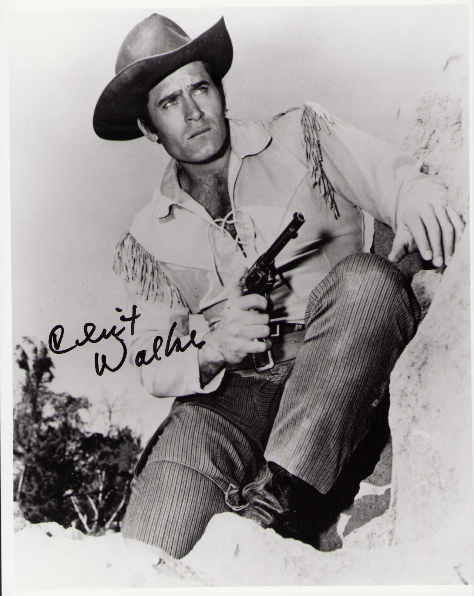 Clint Walker signed photograph: A signed western vintage image 8x10 of the star Certificate of AuthenticityEVERY item in this auction comes with at minimum one fully illustrated and serial numbered searchable online COA signed by th