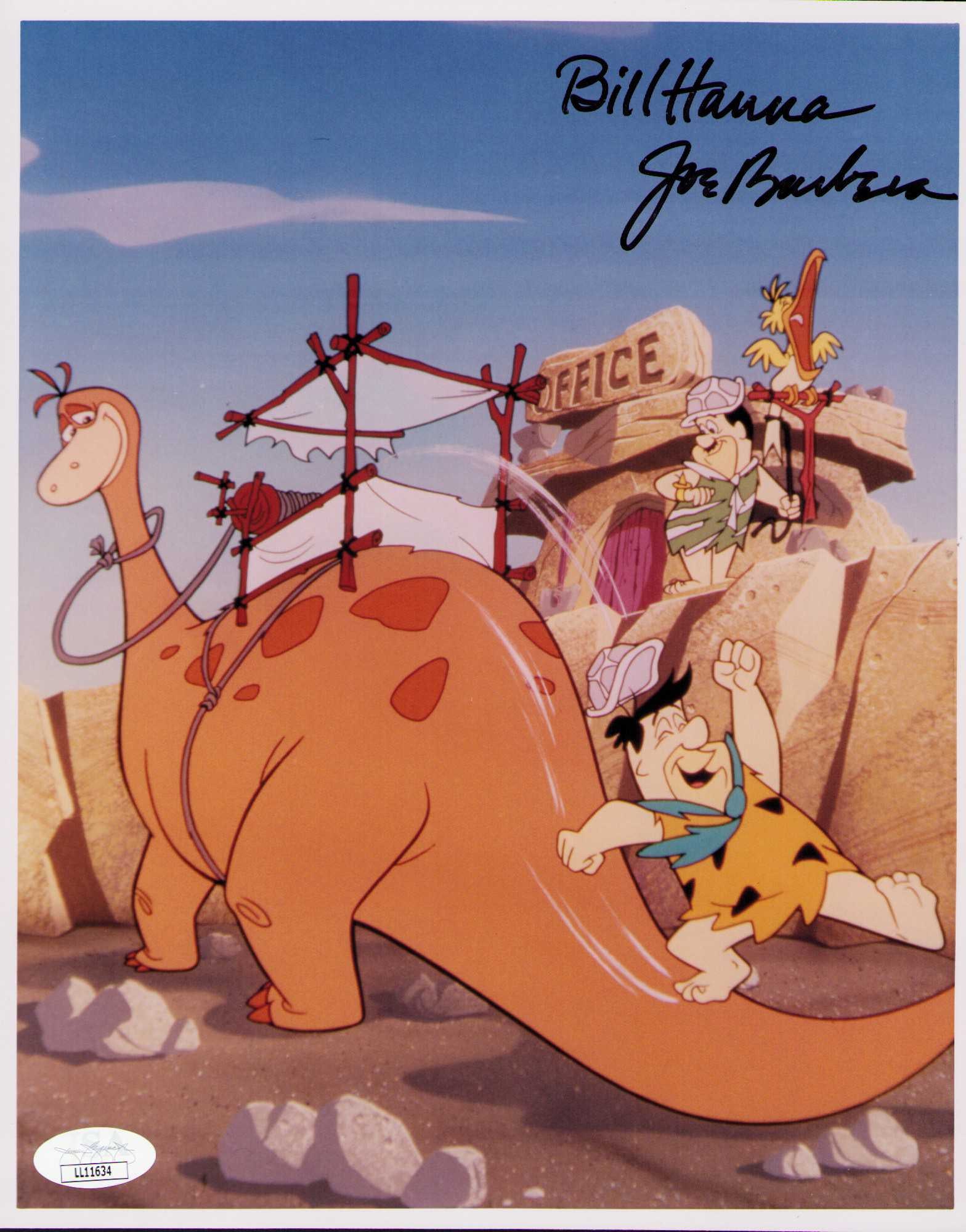 Hanna and Barbera signed photograph JSA: Flintstones signed 8x10 by creators animators Bill Hanna and Joseph Barbera both with JSA sticker Certificate of AuthenticityEVERY item in this auction comes with at minimum one fully illustrated and