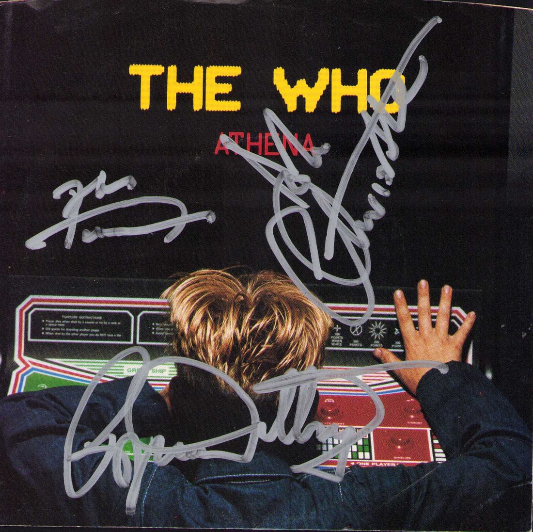 The Who signed 45rpm record sleeve: A 45rpm picture sleeve with record signed by the band Roger Daltrey Pete Townshend and John Entwhistle Certificate of AuthenticityEVERY item in this auction comes with at minimum one fully