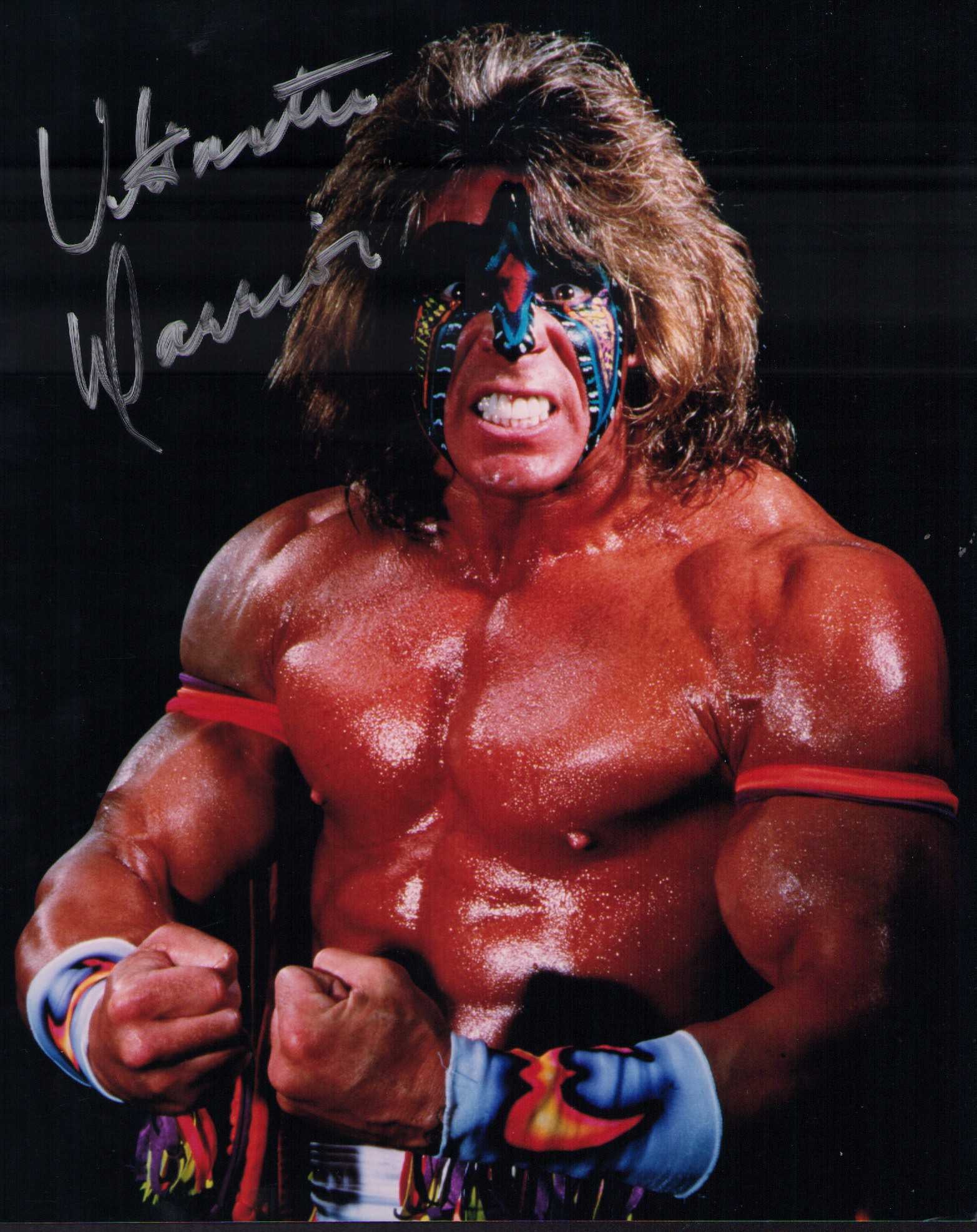 Ultimate Warrior signed photograph: A signed 8x10 by the famed wrestler legend Certificate of AuthenticityEVERY item in this auction comes with at minimum one fully illustrated and serial numbered searchable online COA signed by the