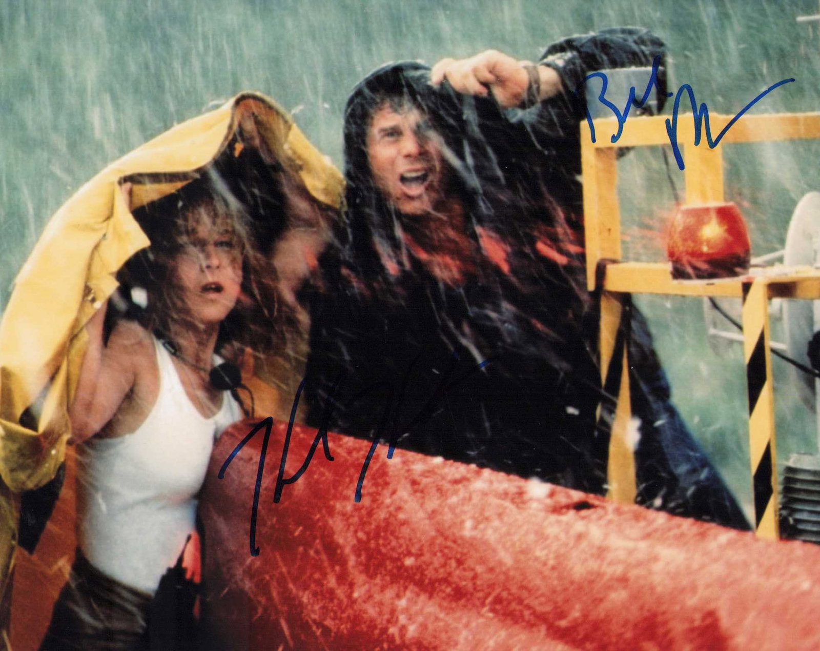 Twister cast signed photograph: A cast signed 8x10 from the film by Bill Paxton (deceased) and Helen Hunt both Certificate of AuthenticityEVERY item in this auction comes with at minimum one fully illustrated and serial numbered sea