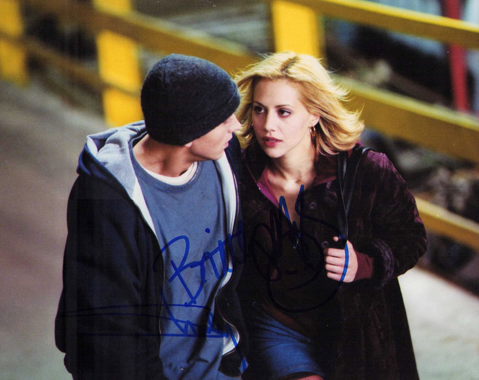 Eminem and Brittany Murphy RARE signed photograph: A RARE signed still by Brittany Murphy who died so youg AND the rare rare signer Eminem ! Certificate of AuthenticityEVERY item in this auction comes with at minimum one fully illustrated and serial n
