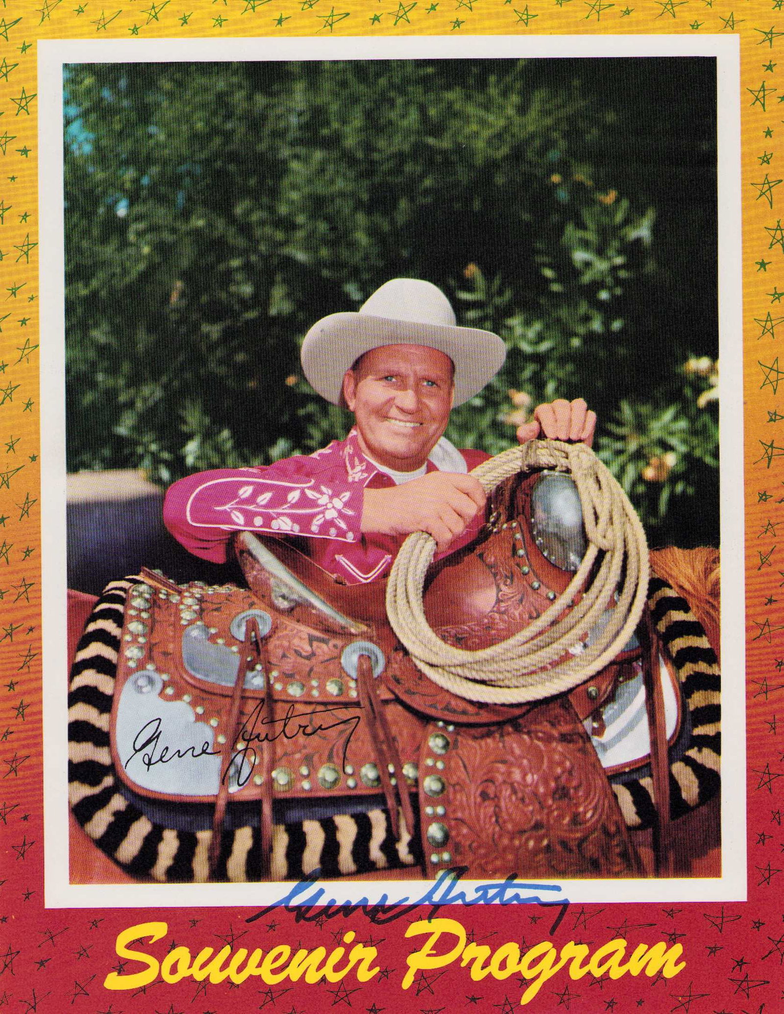 Gene Autry signed program: An original program signed by the famed singing cowboy Certificate of AuthenticityEVERY item in this auction comes with at min one fully illustrated and serial numbered , searchable online COA signed