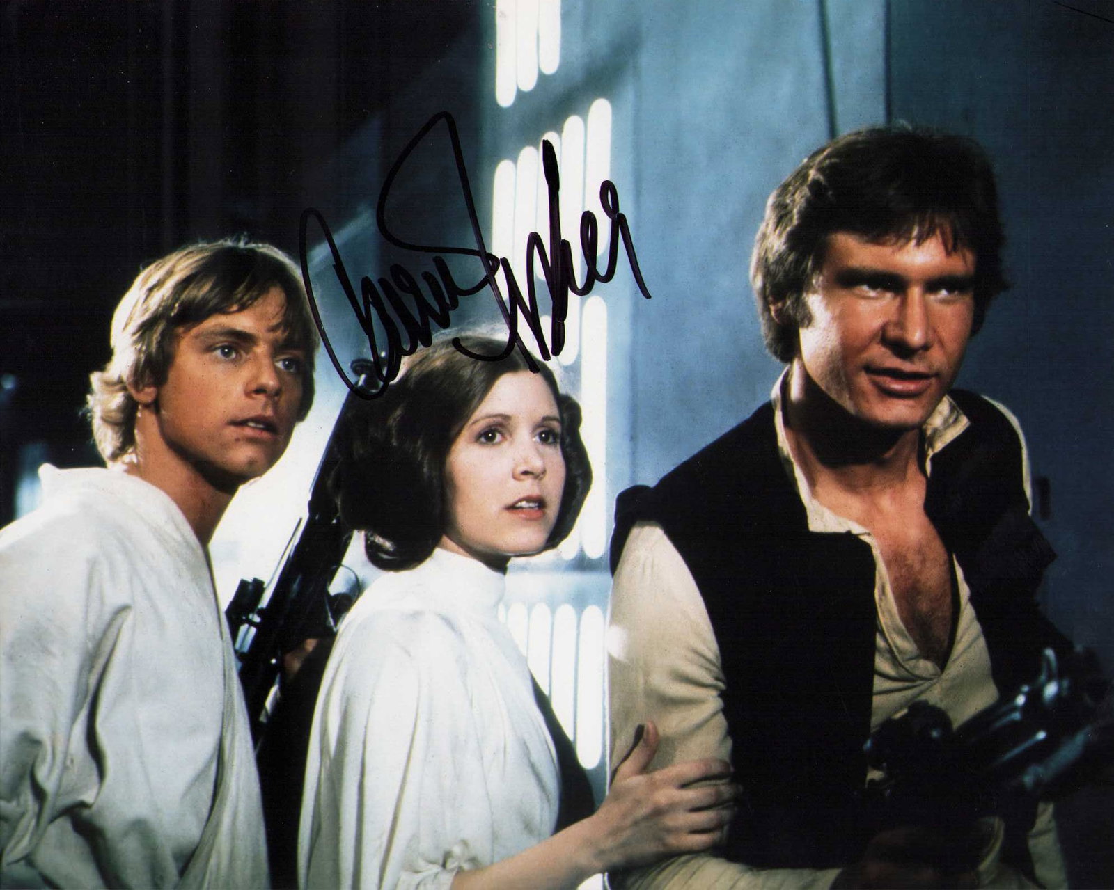 Carrie Fisher Star Wars signed photo: A Star Wars signed as Princess Leia 8x10 photo Certificate of AuthenticityEVERY item in this auction comes with at min one fully illustrated and serial numbered , searchable online COA signed by the l