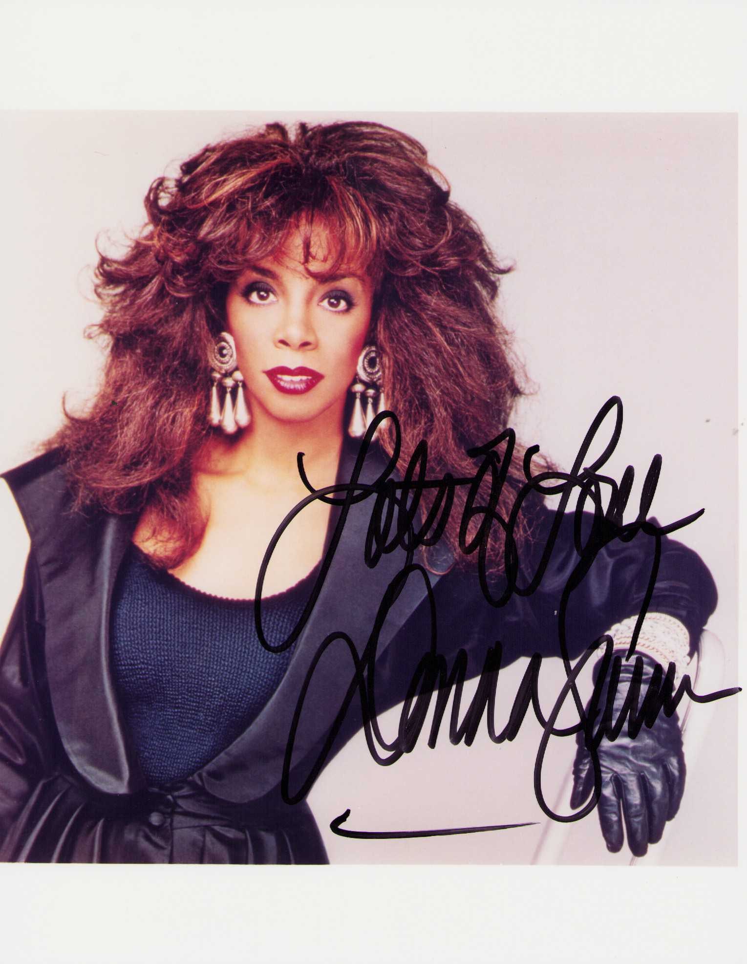 Donna Summer signed photo: Scarce deceased Queen of Disco signed by her Certificate of AuthenticityEVERY item in this auction comes with at min one fully illustrated and serial numbered , searchable online COA signed by the lea