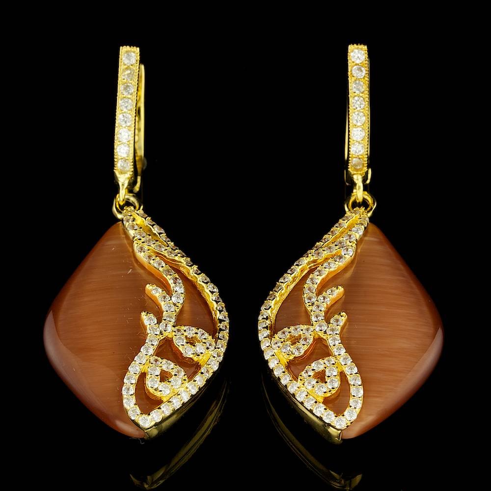 Silver Created Cat Eye 1.20ct Crystal Earrings: Retail: $200.00 Metal: .925, Sterling Silver Total Item Weight: 13.0 grams Main Stone: Cat Eye Color: Brown Treatment: Created Clarity: Type 2 Cut: Very Good Secondary Stone: Crystal Carat Total Weigh