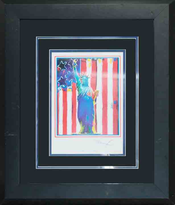 Statue of Liberty - Peter Max: Statue of Liberty - Peter Max. Original mixed media on archival paper. Hand signed by the artist. Includes certificate of authenticity. Custom framed. Aprox. 20x24". 20% of proceeds go to charity.