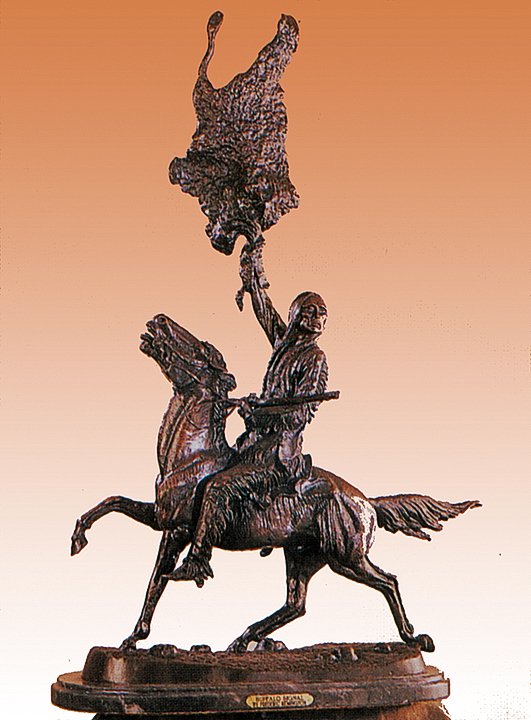 Buffalo Signal - Frederic Remington: Buffalo Signal - Frederic Remington. Size 30x22" (1861-1909) Frederic Remington depicted the life of the cowboy during the late 1800's. He was born in New York and operated his own ranch in Kansas for