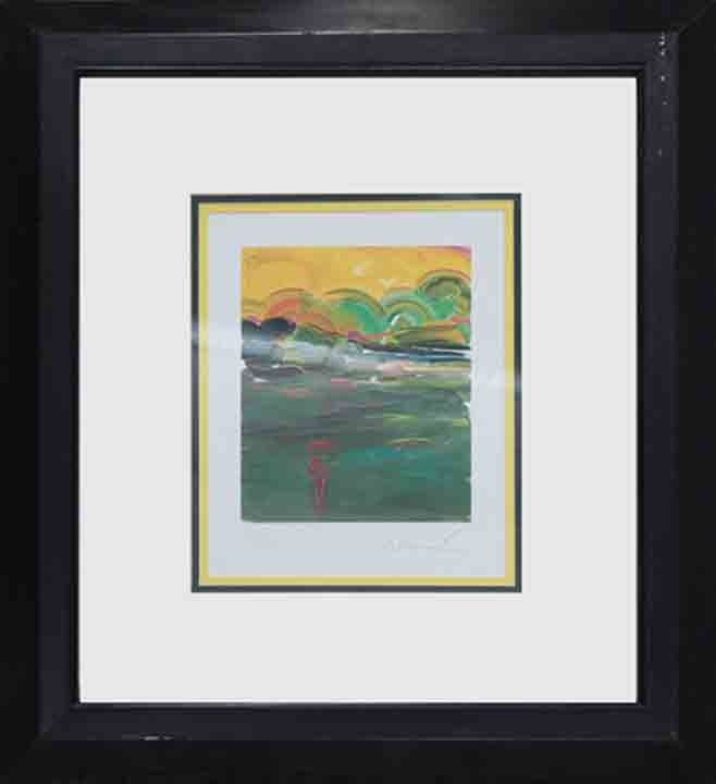 Peter Max-Original Mixed Media Hand Signed Abstract: Yellow and Green Abstact - Peter Max. Original mixed media on archival paper. Hand signed by the artist.Peter Max (born Peter Max Finkelstein, in 1937) is a German-born American illustrator and graphi