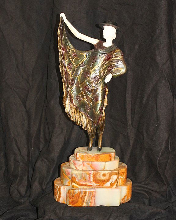 Chiparus-Bronze & Ivory Sculpture-Argentinian Dancer: Argentinian Dancer - Demetre Chiparus. Bearing the signature in the bronze and ivory, an art deco sculpture "Argentinian Dancer". In our opinion it is a work from the artist’s model, originating in