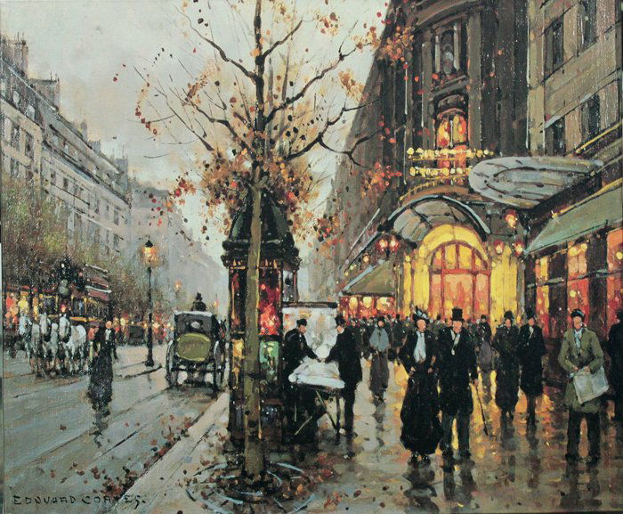 Edouard Cortes-Giclee-City Streets: City Streets - Edouard Cortes. Giclee lithograph on archival canvas. Includes Certificate of Authenticity. The signature is in the plate. Approx. 20x24" Framing is additional. Édouard Leon Cortès (1