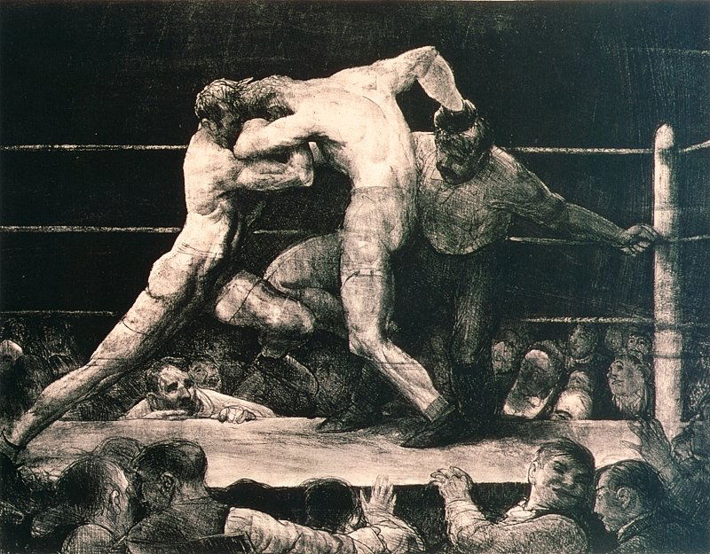 George Bellows Limited Edition Stag at Sharkey's: Stag at Sharkey's - George W. Bellows. Limited Edition Giclee on archival canvas. Includes Certificate of Authenticity. Edition of 500. Approx 20x26". The signature is in the plate. Framing is additio