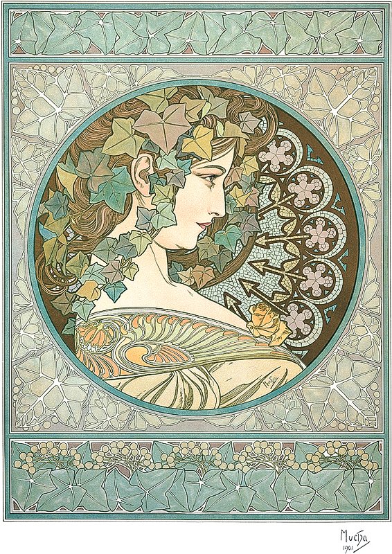 Alphonse Mucha-Limited Edition-Ivy: Ivy-Alfonso Mucha. Giclee lithograph on archival canvas. Approx. 24x30. 20% of proceeds go to charity. By 1939 the Muchas were living in Czechoslovakia. Mucha was one of the first arrested by the Gest