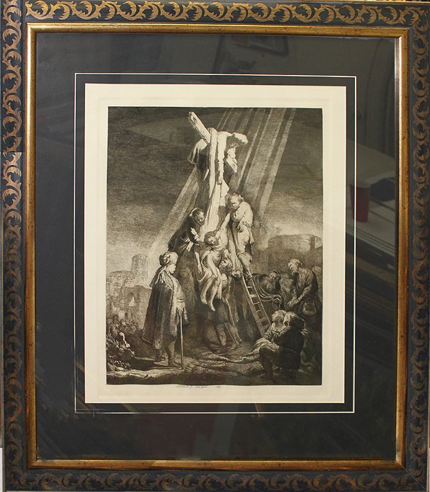 Rembrandt Durant-Etching-Christ Descent from Cross: Christ Descent from the Cross- Rembrandt. After Rembrandt etching by his official authorized artist Armond Durant. Mr. Durant spent countless hours reconstructing, restoring and refurbishing the worn 