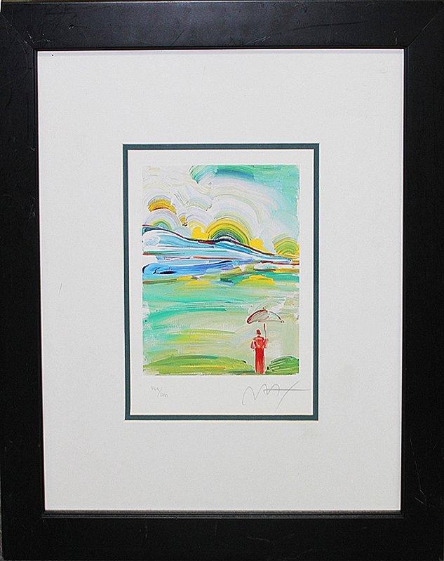 Peter Max-Original Mixed Media Hand Signed-Umbrella Man: Umbrella Man-Peter Max, Mixed Media Original Hand signed by the artist. Born Peter Max Finkelstein 1937 in Berlin, Germany is a German-born American artist best known for his iconic art style in the 1