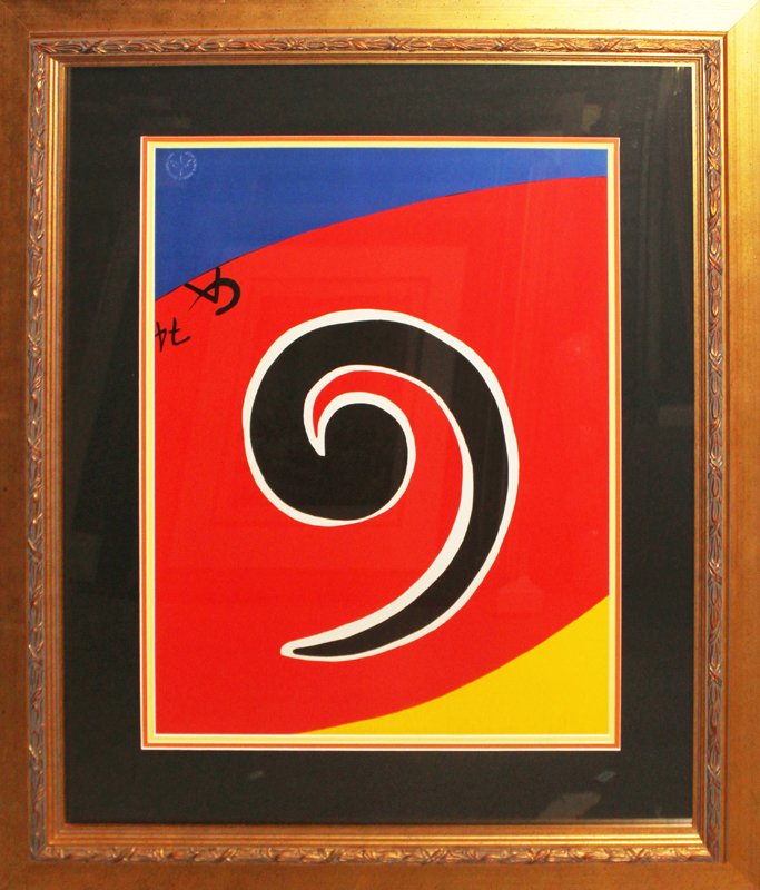 Alexander Calder Original Lithograph SkySwirl: Alexander Calder Original Lithograph SkySwirl. Approx 30x36 Signed. Includes certificate of authenticity.