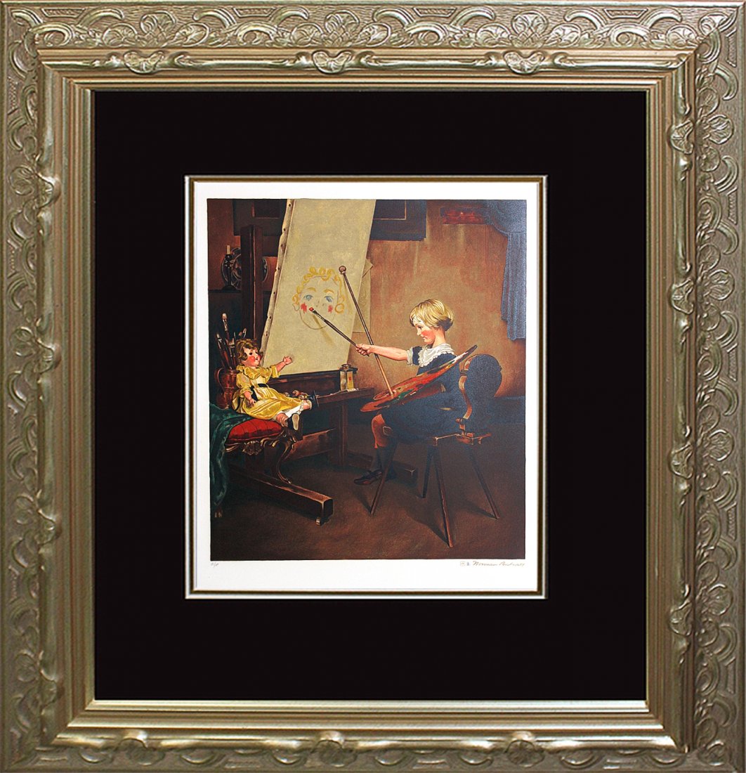 Rockwell-Limited Hand Signed Lithograph: Norman Rockwell-Limited Edition Hand Signed and numbered Lithograph 26x30 inches approx. Gold Edition. Includes certificate of authenticity. Custom framed.