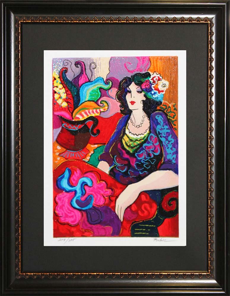 Patricia Serigraph Lady in Pink: Patricia Serigraph Lady in Pink Limited Edition Hand signed and numbered by the artist. Includes certificate of authenticity. 20x24 inches approx. Custom framed.