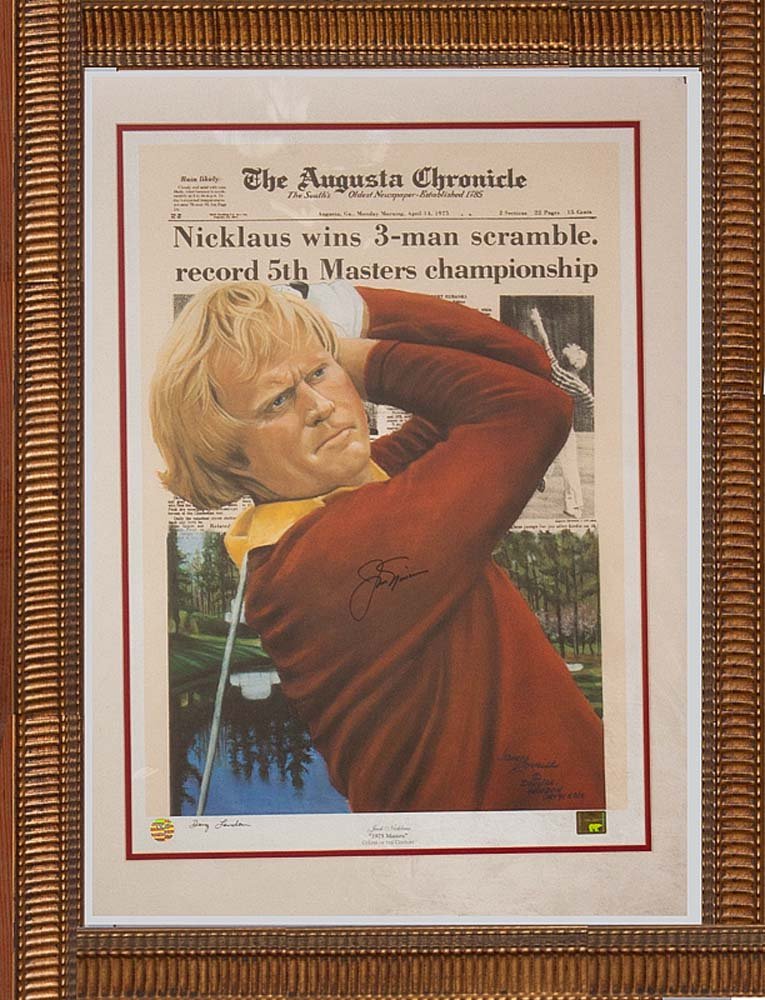 Jack Nicklaus Lithograph: Jack Nicklaus Lithograph Hand signed by Nicklaus. Approx 26x28 inches.