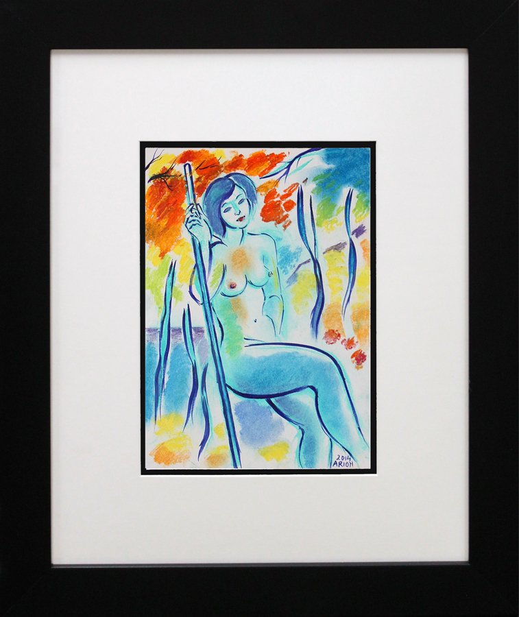 Original Nude by Katherine Arion: Original Nude One of a kind Hand signed by the artist. Professionally framed and includes certificate of authenticity. Approx size is 18x20 inches.