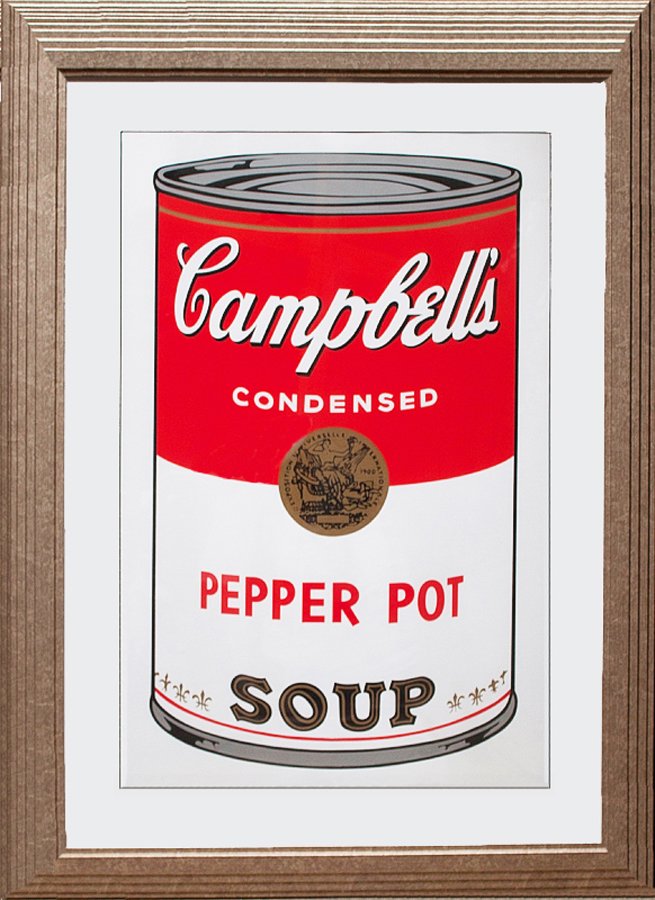 Andy Warhol-Serigraph-Campbell's Soup Pepper Pot: Campbell Soup Pepper Pot by Andy Worhol. This Serigraph is published by Sunday B Morning. 30x40 Silkscreen in Colors. Includes certificate of authenticity.