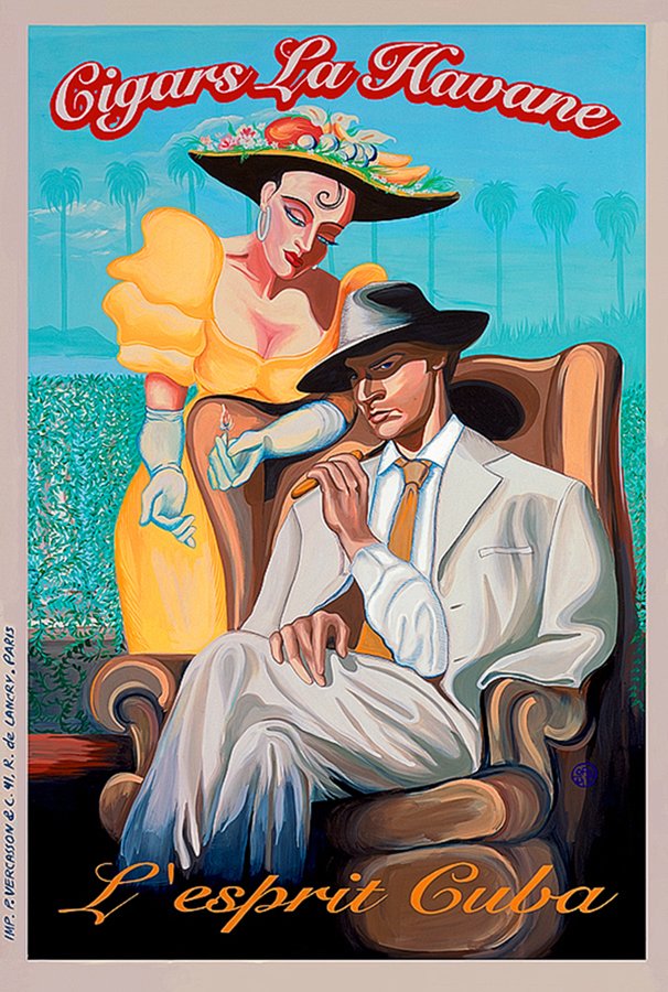 Cuban Cigars Poster: Cuban Cigars Poster giclee on canvas 30x40 printed in 1990