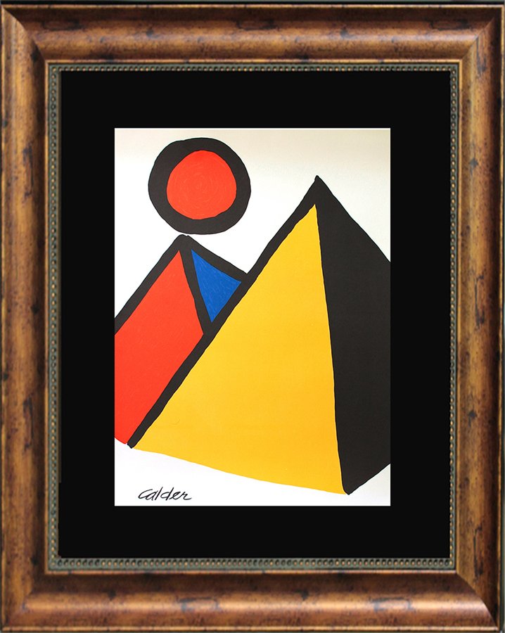 Lithograph attributed to Alexander Calder: Alexander Calder Lithograph Approx 22x28 inches Custom Framed. Includes certificate of authenticity.Signed in the stone.
