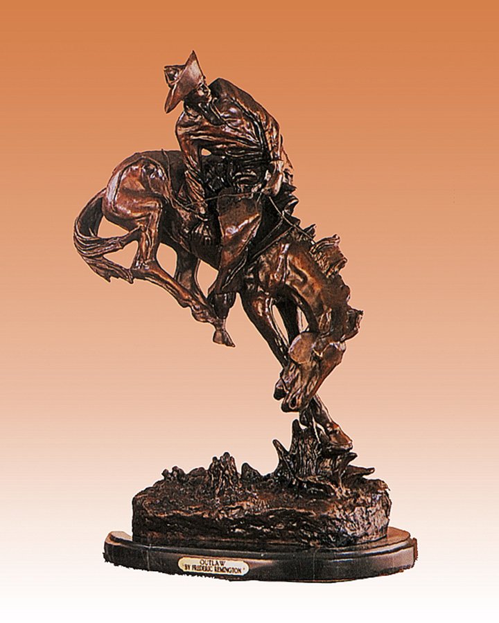 Frederic Remington Outlaw Bronze Sculpture: ****AMAZING Outlaw-Frederic Remington**** Size 26x18. This is a bronze sculpture created in the lost wax method and has a beautiful patina and is mounted on a fine Italian marble base.