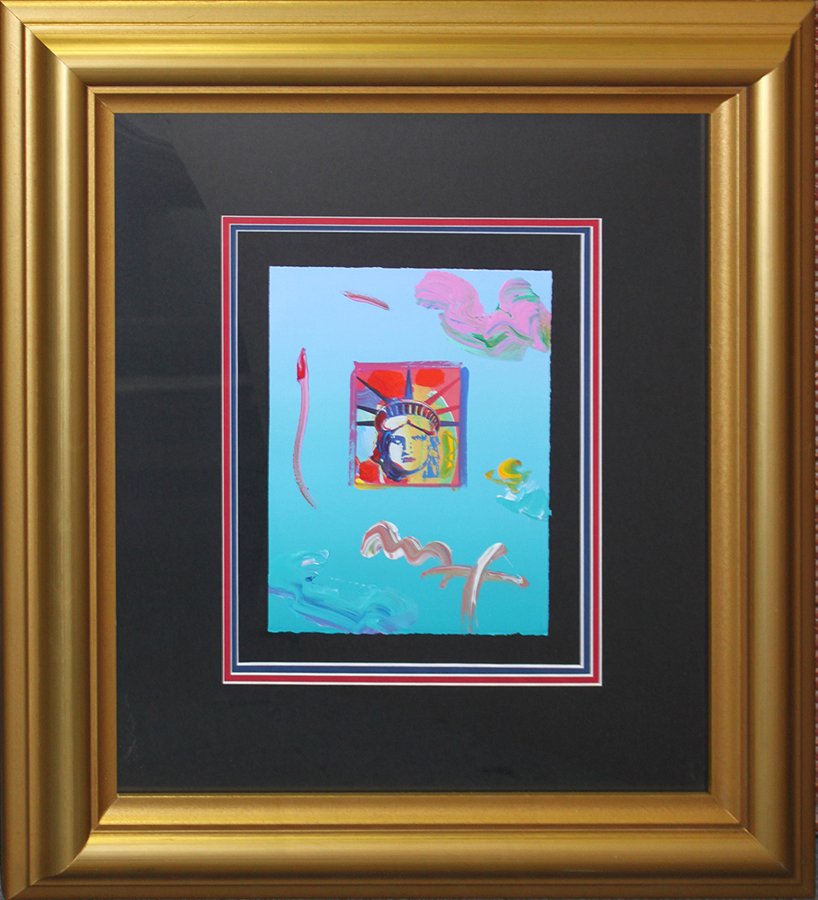 Peter Max Hand Signed Original Mixed Media: Peter Max Mixed Media Original. One of a kind. Hand signed by the artist original. Custom framed. Approx 20x26 inches. Includes certificate of authenticity from Peter Max.