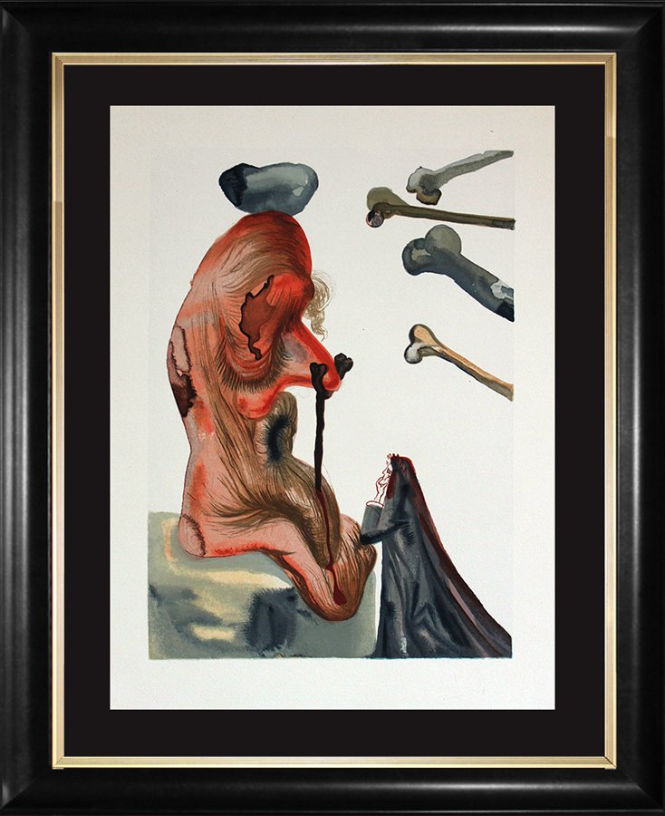 Salvador Dali Original Wood Block from Divine Comedy: ***AMAZING SALVADOR DALI **|**|** Salvador Dali Original Wood Block engraving from Divine Comedy Series. Cantos Woodcut #3 by Salvador Dali. Published 1960. On BFK Rives paper Published by Les Heures