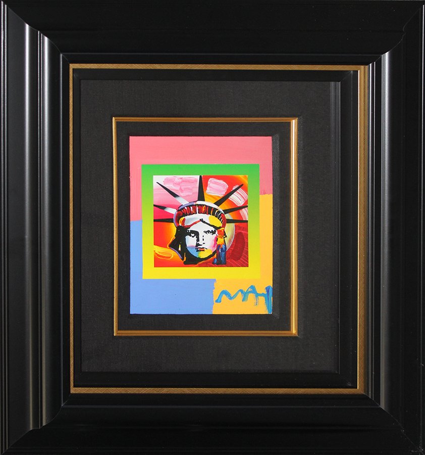 Peter Max Hand Signed Original Mixed Media: Peter Max Original Mixed Media Approx 20x24 inches. Hand signed by the artist. Includes certificate of authenticity from Peter Max the artist & publisher. Custom framed.