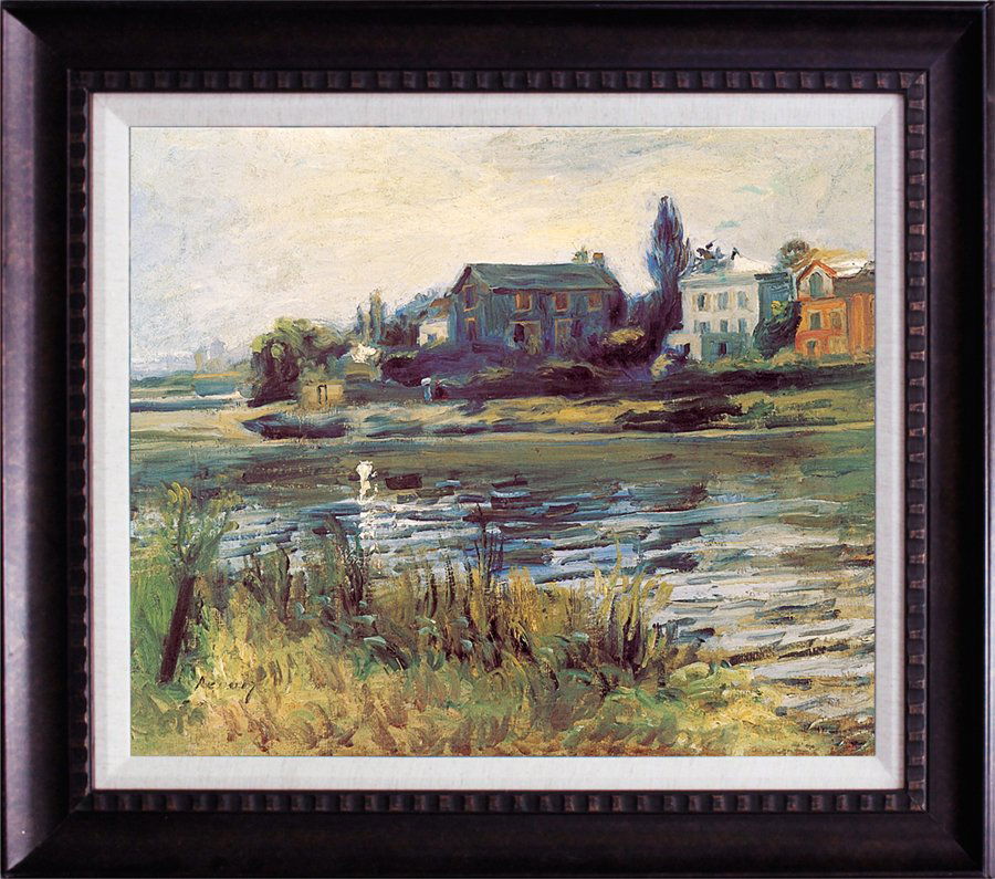 Seine at Chateau Claude Monet: Seine at Chateau - After Claude Monet Limited Edition Hand Embelllished on canvas. The signature is in the plate. Approx size is 26x30 inches. Custom framed.Includes certificate of authenticity.