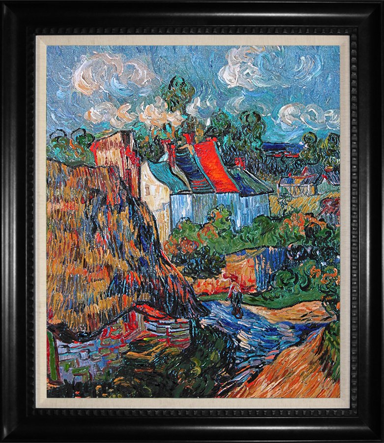 Red Roof Vincent Van Gogh Hand Embellished on canvas: Red Roof Vincent Van Gogh Hand Embellished on canvas Approx 26x30 inches. Signed in the plate. Includes ceritificate of authenticity. Custom framed.