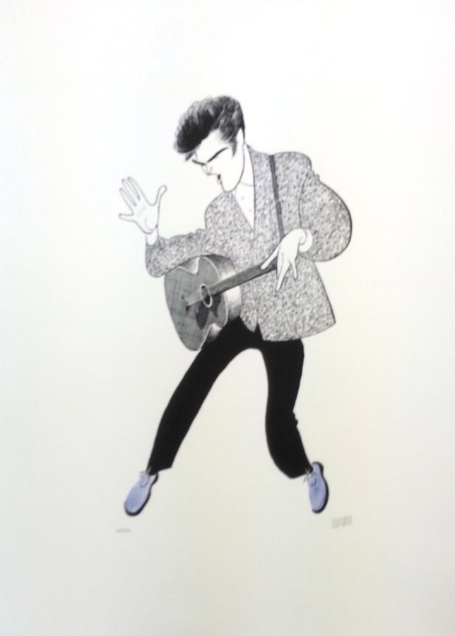 Elvis Original Lithograph Al Hirschfeld-Limited Edition: Al Hirschfeld-Original Hand Pulled Stone Lithograph. Approx 20x24 inches. by Hirschfeld. Limited Edition of 1000 in the world. Includes certificate of authenticity. Rock~n~Roll in its purist form, Elv