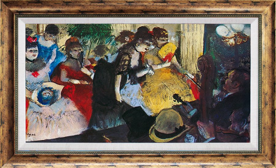 Cafe Concert Ltd Edition Hand Embellished Edgar Degas: Cafe Concert After Edgar Degas. Hand embellished giclee on canvas. Plate signed. Custom framed. Approx 30x40 inches. Includes certificate of authenticity.