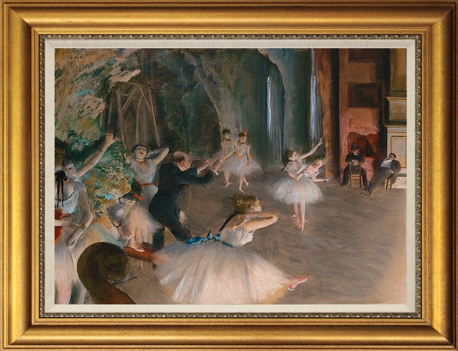 Hand Embellished Edgar Degas Limited Edition on Canvas: Cafe Concert After Edgar Degas. Hand embellished giclee on canvas. Plate signed. Custom framed. Approx 30x28 inches. Includes certificate of authenticity.