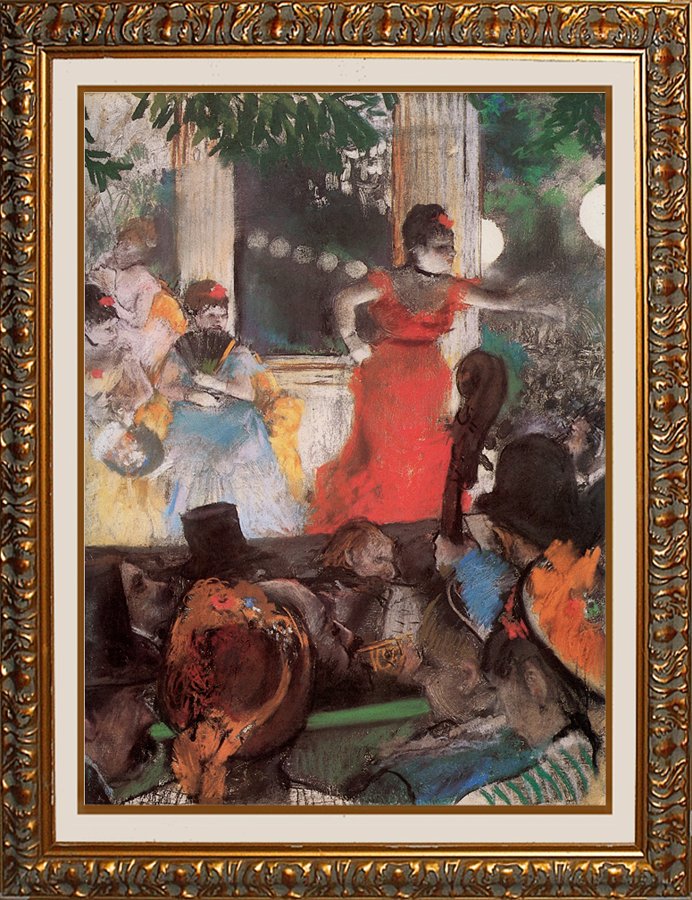 Edgar Degas Cafe Concert: Edgar Degas Cafe Concert. Hand Embellished Canvas Limited edition The signature is in the plate.Includes certificate of authenticity. Custom framed.
