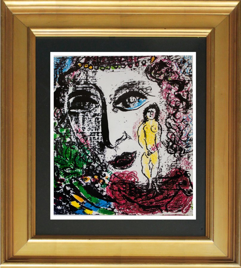 Marc Chagall Hand signed Lithograph: Marc Chagall Hand signed Lithograph. Hand signed by the artist. Approx 24x22 inches. Includes certificate of authenticity. Custom framed.