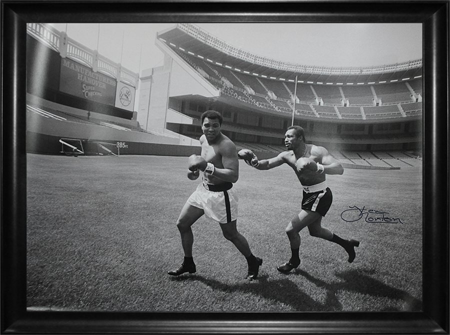 Ali and Ken Norton Boxers. Hand signed by Ken Norton: Ali and Ken Norton Boxers. Hand signed by Ken Norton Approx 28x28 inches