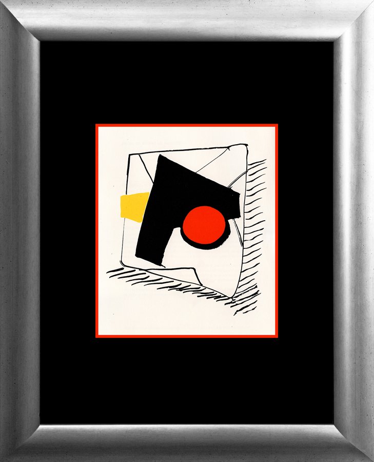Alexander Calder Stone Lithograph: Alexander Calder stone lithograph printed 35 years ago 1966 published in Paris. Custom framed. Approx 24x28 inches. Includes certificate of authenticity.