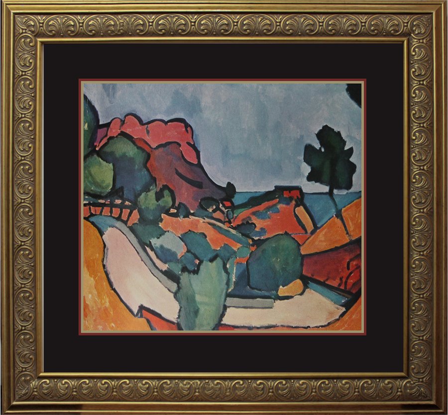 Andre Derain Gebirge Lithograph from appox 80 years: Andre Derain Gebirge Color Plate Hermitage Collection. Lithograph Approx 20x24 inches Custom framed. Includes certificate of authenticity. Museum Quality Lithograph approx 80 years old.