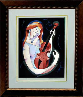 Zinovy Shersher Limited Serigraph The Muse: Zinovy Shersher Limited Serigraph The Muse Hand signed and numbered by the artist. 36 x 44 inches, Includes certificate of authenticity. Custom framed. Includes certificate of authenticity.