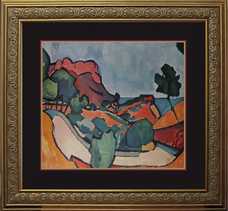 Andre Derain Gebirge Lithograph from appox 80 years: Andre Derain Gebirge Color Plate Hermitage Collection. Lithograph Approx 20x24 inches Custom framed. Includes certificate of authenticity. Museum Quality Lithograph approx 80 years old.