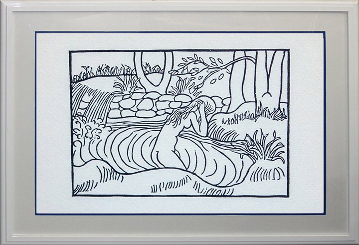 Aristde Maillol Woodcut Wood Block from circa 1940s: Aristde Maillol Woodcut Wood block from 1940's circa. Aristide Joseph Bonaventure Maillol was a French sculptor, painter, and printmaker.1861-1944 in France.Approx 18x20 inches. Custom framed. Include