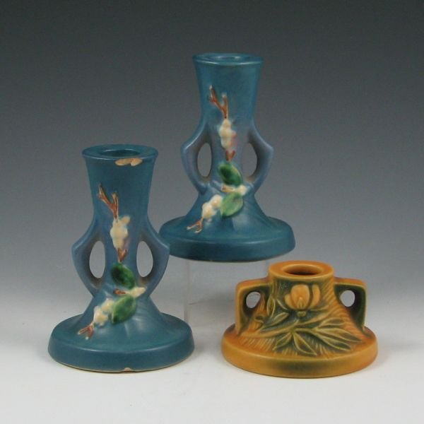 Roseville Snowberry & Peony Candleholders